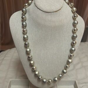 Vintage Mid-Century Japanese "Silver Splash" Beaded Necklace